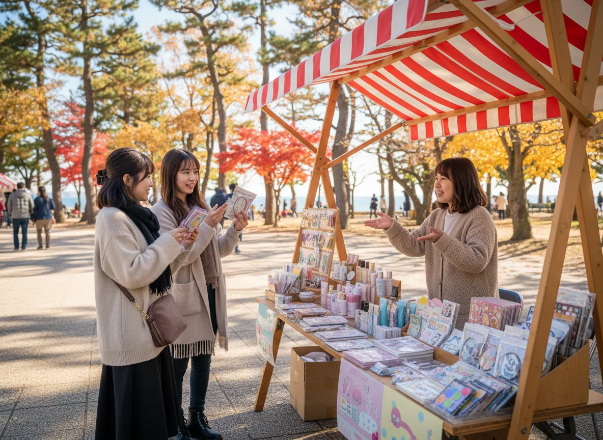 韓国コスメや雑貨が並ぶマーケット